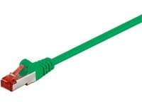 Green 7.5-meter Cat6 F/UTP networking cable with a slim design, featuring a transparent connector with a red clip at one end.