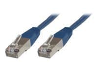Blue networking cable with a 20-meter length, featuring F/UTP (FTP) design and metal connectors on both ends for enhanced connectivity.