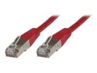 Red 20-meter Cat6 F/UTP networking cable with clear plastic connectors on both ends, featuring a flexible design for easy installation.