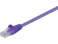 Purple 1.5-meter Cat5e U/UTP networking cable with a transparent RJ45 connector at one end and a smooth, flexible exterior.