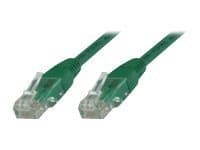 Green 3-meter Cat5e U/UTP networking cable with transparent connectors on both ends, designed for reliable data transmission.