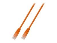 Orange 5-meter Cat5e U/UTP networking cable with transparent connectors at both ends, designed for reliable data transmission.