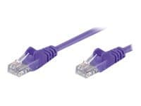 Purple 5-meter Cat5e U/UTP networking cable with clear plastic connectors on both ends, designed for reliable data transmission.