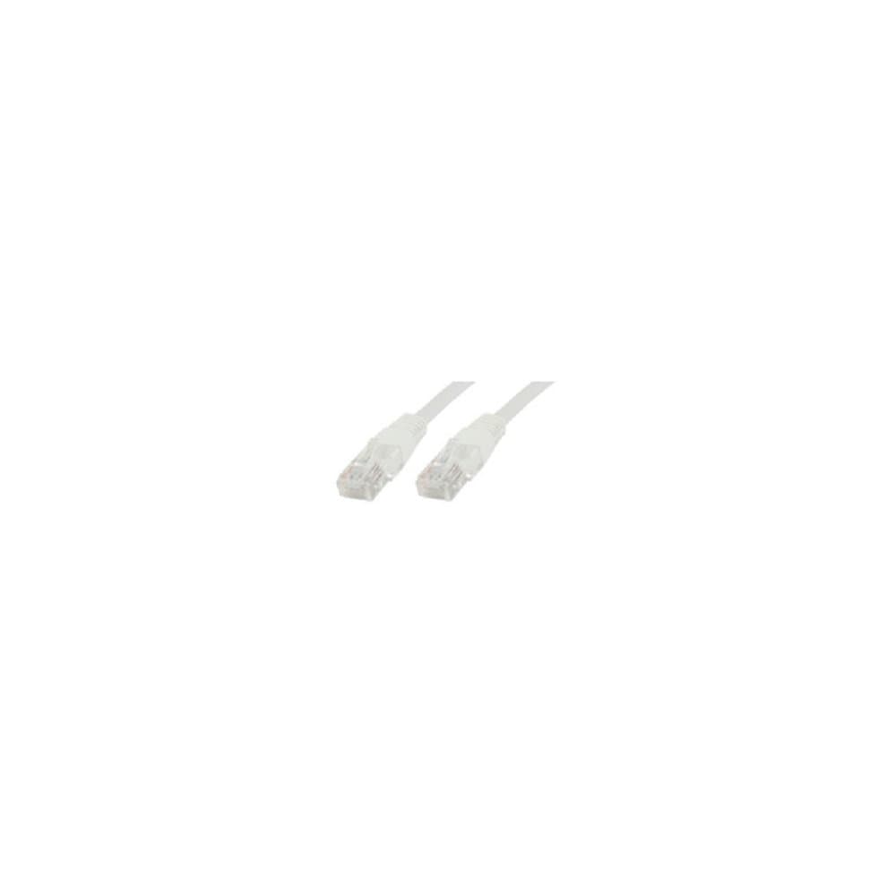 White 10-meter Cat5e U/UTP networking cable with clear plastic connectors on both ends, designed for reliable data transmission.