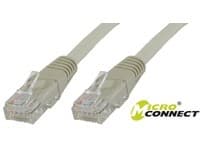 Grey 1.5-meter Microconnect Cat6 U/UTP networking cable with clear plastic connectors on both ends, designed for reliable data transmission.