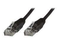 Black 7.5-meter Cat6 U/UTP networking cable featuring clear plastic connectors on both ends for reliable data transmission.