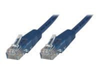 Blue 10-meter Cat6 U/UTP networking cable featuring clear plastic connectors on both ends for reliable data transmission.