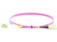 Violet 2-meter Microconnect InfiniBand/fibre optic cable featuring LC and SC connectors, designed for high-speed data transmission.