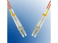 Microconnect FIB440002 InfiniBand/fibre optic cable, 2 meters long, featuring orange LC connectors with a sleek, durable design and polished ends for optimal performance.