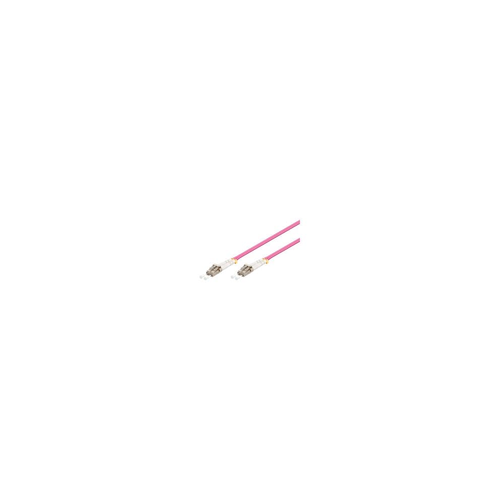 Violet Microconnect InfiniBand/fibre optic cable, 25 meters long, featuring LC connectors at both ends, designed for high-speed data transmission.