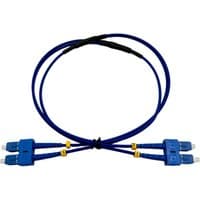 Blue Microconnect SC-SC fiber optic cable, 10m length, with dual connectors on each end, yellow strain reliefs.