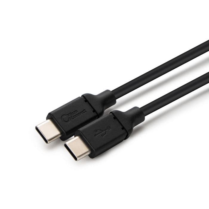 Black USB 2.0 cable, 1.5 meters long, featuring USB-C connectors on both ends, with a smooth rubberized finish and clear branding on the connectors.