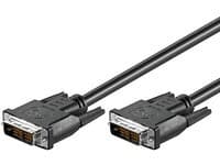 Black 2-meter DVI-D cable with dual connectors, featuring a sturdy design and gold-plated pins for optimal signal transmission.