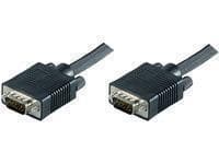 Black Microconnect MONGG10B VGA cable, 10 meters long, featuring D-Sub connectors on both ends, designed for video signal transmission.