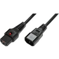 Black Microconnect power cable, 4m length, with C14 and C13 couplers, featuring a red switch on the C13 end.