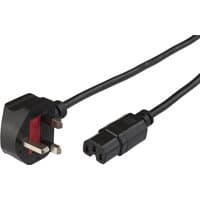 Black 2m Microconnect power cable with BS 1363 plug and C15 coupler.