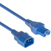 Blue Microconnect power cable, 1.8 m, with C14 and C15 couplers.
