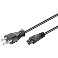Black Microconnect 5m power cable with C5 coupler and two-prong plug.