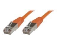 Orange 1-meter Cat6 S/FTP networking cable with metal connectors on both ends, designed for high-speed data transmission.