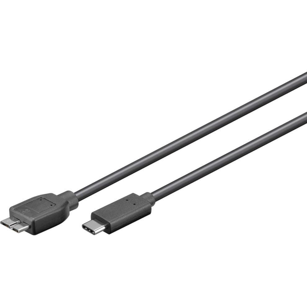 Black USB 3.2 Gen 2 cable measuring 0.6 meters, featuring a USB Type-A connector on one end and a USB Type-C connector on the other, with a durable plastic casing.