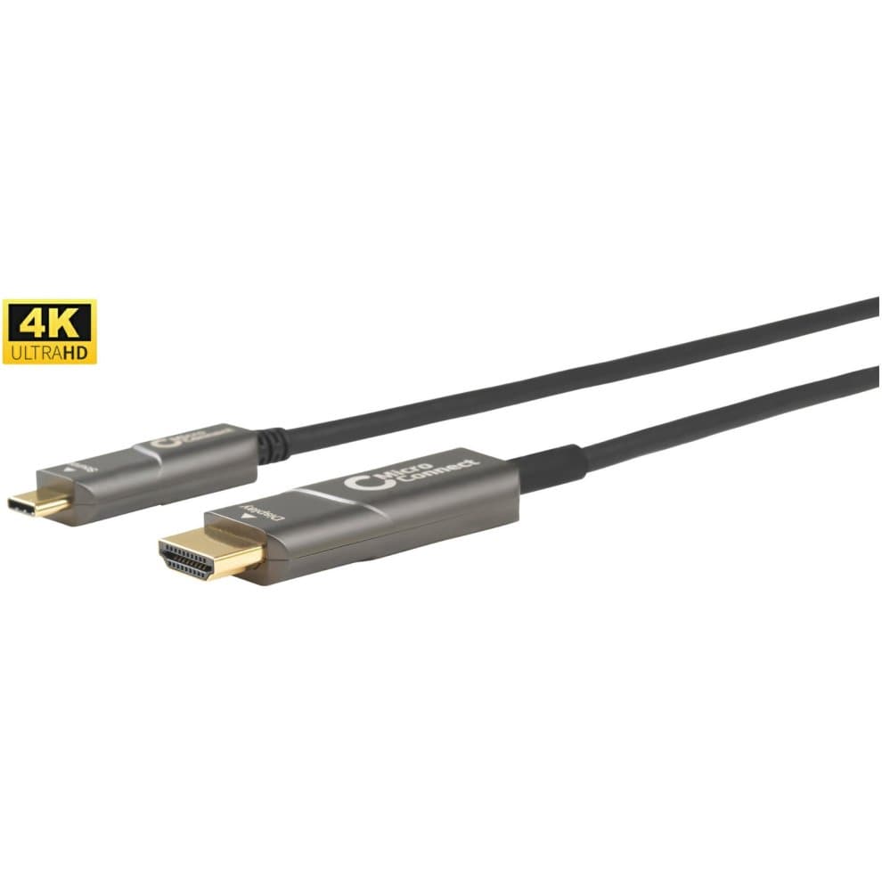 Gray USB Type-C to HDMI video cable adapter with gold-plated connectors, designed for 4K Ultra HD output, featuring a durable build for reliable connectivity.
