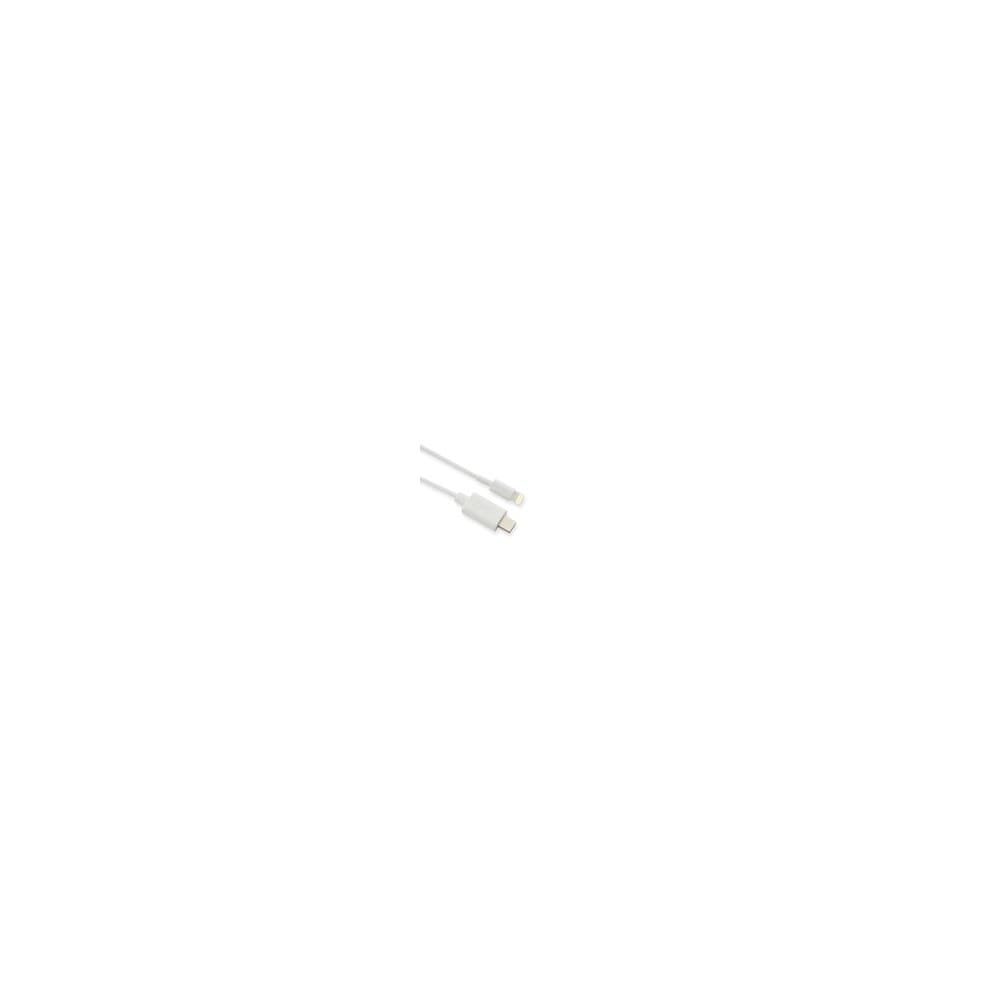 White Microconnect USB 3.1 Lightning cable, 1 meter long, featuring a sturdy design with connectors on both ends for charging and data transfer.