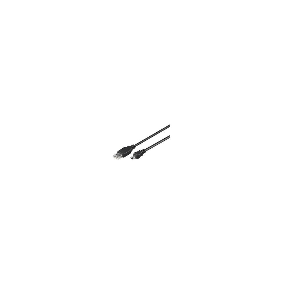 Black Microconnect USB 2.0 cable, 1.8 meters long, featuring a standard USB A connector on one end and a Mini-USB B connector on the other.