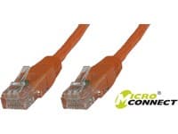 Orange 10-meter Cat6 U/UTP networking cable featuring clear connectors with metal pins on both ends, designed for high-speed data transmission.