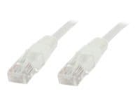 White 15-meter Cat6 U/UTP networking cable with transparent connectors on both ends, designed for high-speed data transmission.