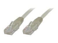 Grey 1-meter Microconnect V-UTP501VP Cat5e U/UTP networking cable featuring clear connectors on both ends.