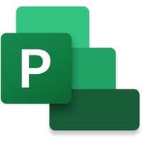 Microsoft Project Standard 2021 icon with overlapping green rectangles and a white "P" on the front.