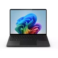 Microsoft Surface Laptop 7 Copilot+ PC, sleek black design, Intel Core Ultra 7, vibrant display, compact keyboard.
