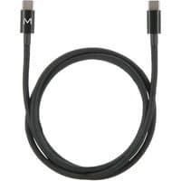 Black Mobilis USB 2.0 cable, 1m length, with USB-C connectors and sleek design.