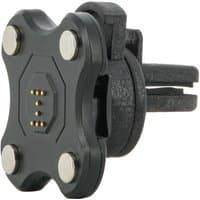 Black Mobilis USB charger with four silver connectors and fast charging capability
