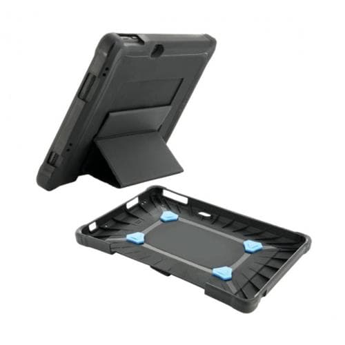 Black Mobilis 053011 tablet case for 8.4" devices, featuring a sturdy design, protective material, and a built-in stand for convenient viewing.
