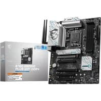 MSI B760 GAMING PLUS WIFI DDR4 motherboard, black ATX with silver heatsinks, LGA 1700 socket, box included.