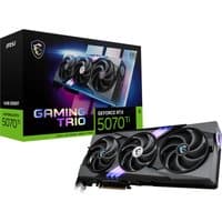 MSI GAMING GeForce RTX 5070 Ti graphics card, black with three fans, RGB lighting, and 16 GB GDDR7 memory.