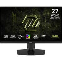 MSI MAG 274QPF E20 monitor, 27-inch, 2560x1440 resolution, black frame, sturdy stand, vibrant display graphics.