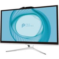 MSI Pro AP222T 21.5" all-in-one PC with slim black bezel, silver stand, and blue swirl screen design.