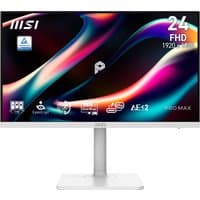 27" MSI Pro MAX monitor with slim white bezel, full HD display, and ergonomic stand.