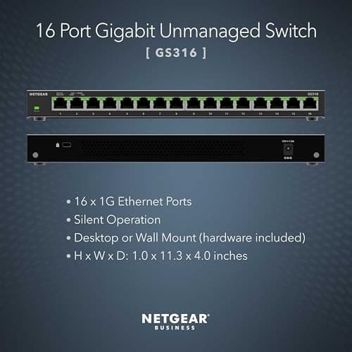 NETGEAR GS316 Unmanaged L2 Gigabit Ethernet (10/100/1000) Black - image 2