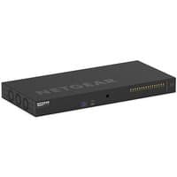 Black NETGEAR M4250-16XF 1U managed switch with multiple ports and ventilation holes on the side.