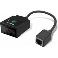 Black Newland FM431 Barracuda Pro barcode reader with CMOS sensor, rectangular body, and attached Ethernet cable.