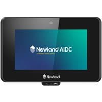 Newland NQuire 500 Skate II kiosk, black with 5" touchscreen, displaying Newland AIDC logo, front camera on top bezel.