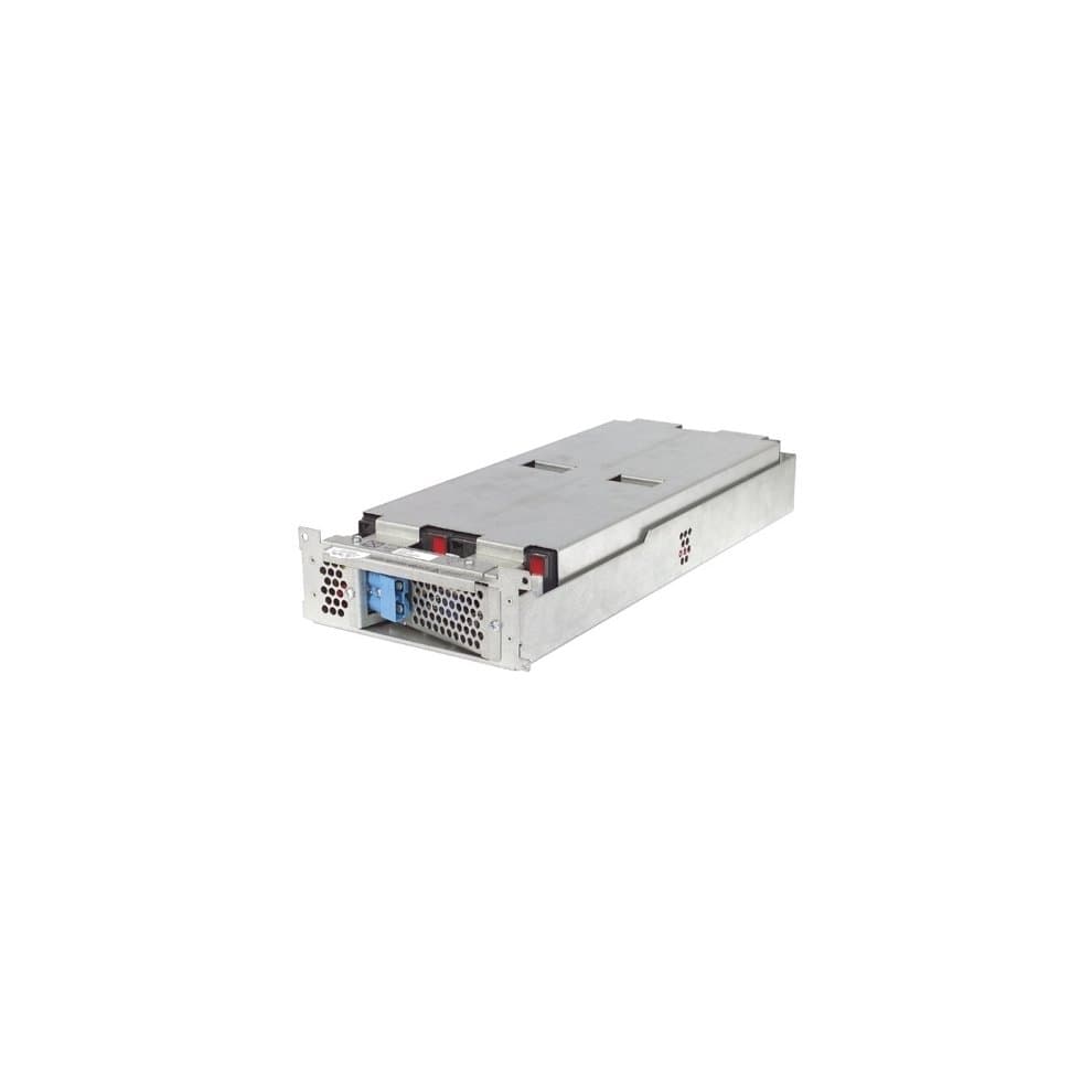 Silver metal enclosure with a rectangular shape, featuring ventilation holes, red and black buttons, and blue connectors at the front, labeled as "OEM Ery Crridge RC43 OEM."