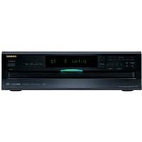 Black Onkyo DXC390B CD player with digital display, control buttons, and disc tray on front panel