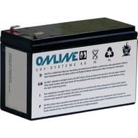 Black and white ONLINE USV-Systeme BCY800 UPS battery with labeled sides and safety icons