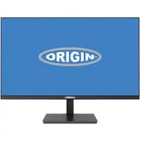 Origin Storage 24-inch LED monitor, slim black bezel, blue screen with logo, height adjustable stand