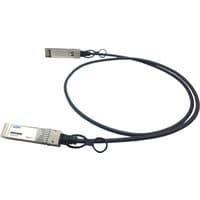 Brocade compatible direct attach copper cable with silver connectors and black cable loops.