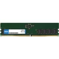 Green Origin Storage 8GB DDR5 UDIMM with black memory chips and a blue label on one side.